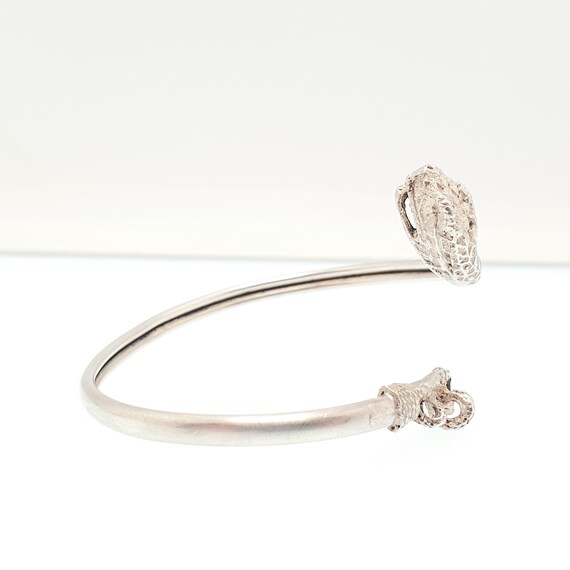Antique Victorian Solid Silver Snake Bangle Brace… - image 5