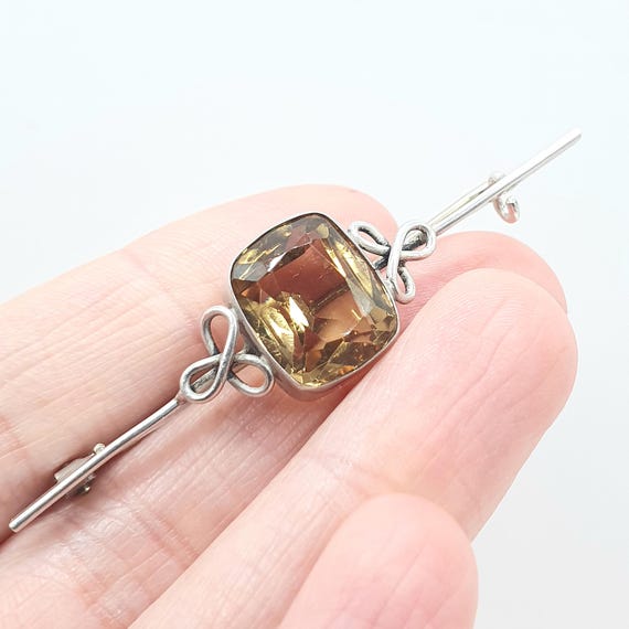 Antique Victorian Solid Silver Natural Citrine Br… - image 1