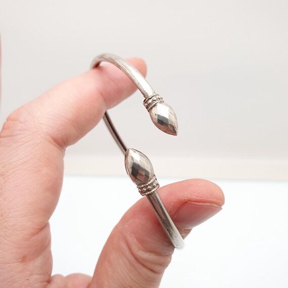 Antique Victorian Solid Silver Bangle Bypass Cros… - image 6