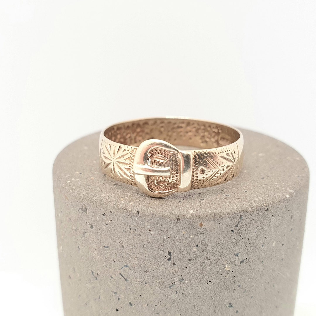 Vintage 9k 9ct Gold Buckle Band Ring Stacking Stacker 1990 Hallmarked ...