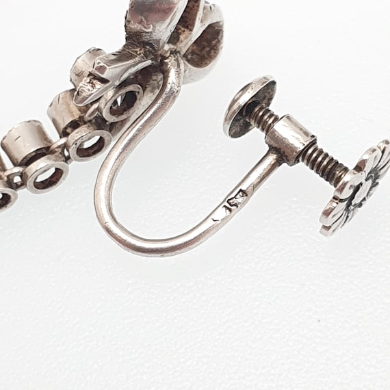 Antique Solid Silver Coral Paste Earrings Bow Han… - image 8