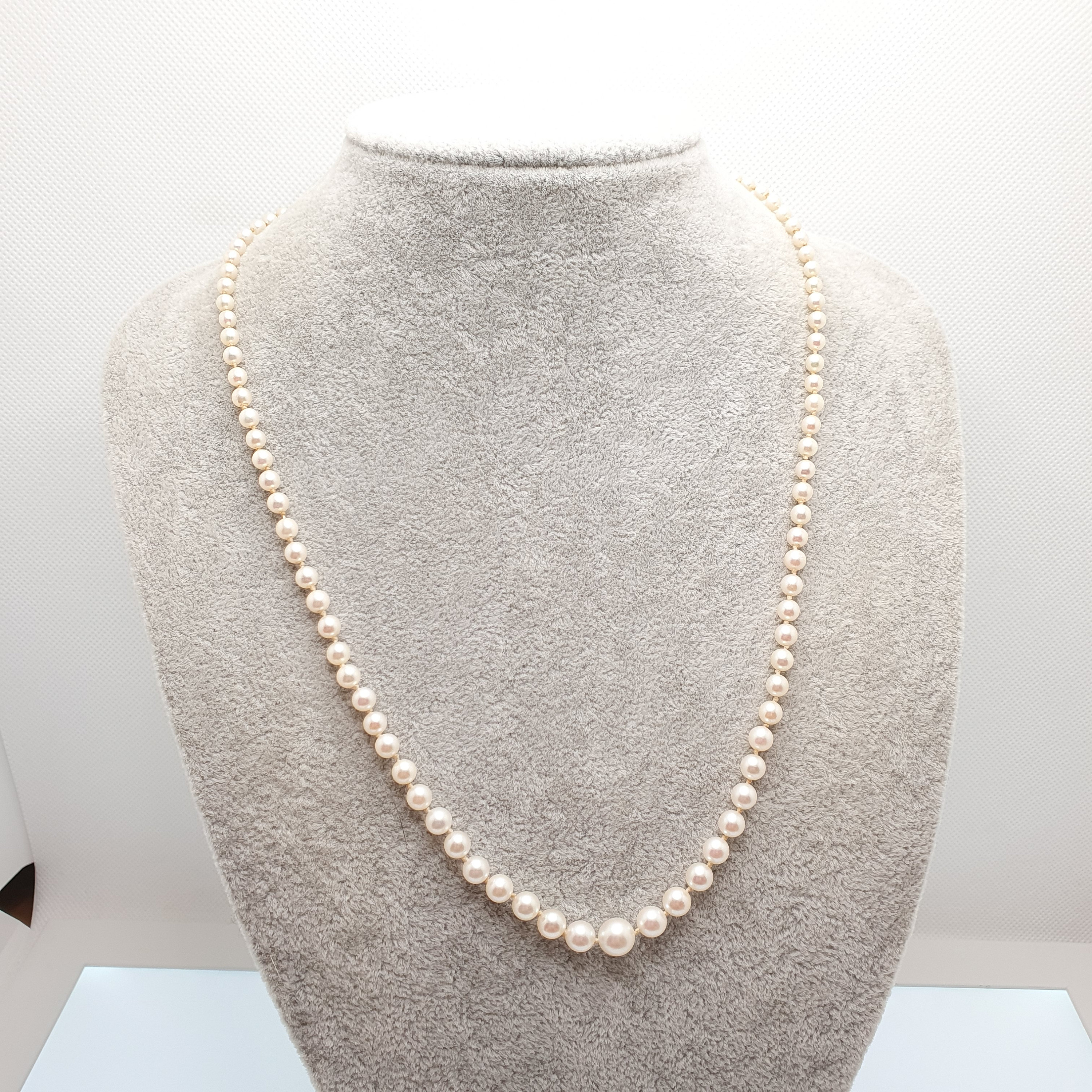廃盤【MIKIMOTO】THE PEARL NECKLACE Mikimoto Pearl Necklace Sterling Silver 1960s Japan 16.75