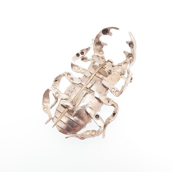 Antique Victorian Solid Silver Scarab Beetle Broo… - image 6