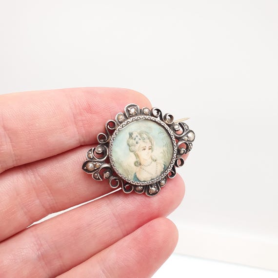 Antique Georgian Solid Silver Miniature Portrait … - image 3