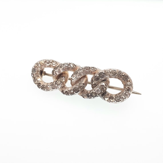 Antique Victorian Solid Silver Diamond Paste Curb… - image 3