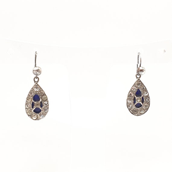 Antique Victorian Solid Silver Paste Earrings Bri… - image 3