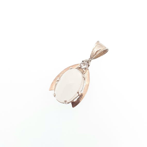 Antique Solid Silver Moonstone Wishbone Necklace … - image 4