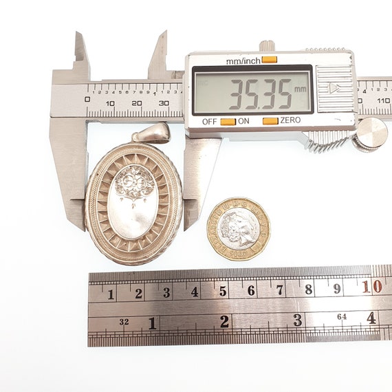 Antique Locket Solid Silver Victorian Large Big V… - image 9