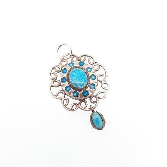 Antique Solid Silver Enamel Pendant Art Nouveau N… - image 2