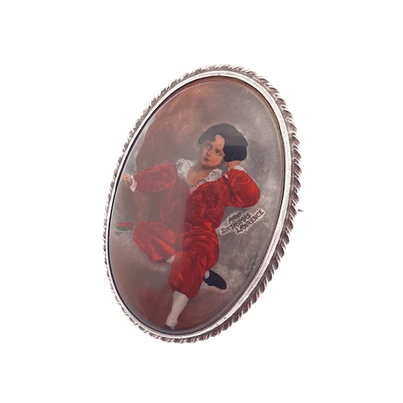 Antique Sterling Silver Portrait The Red Boy Broo… - image 2