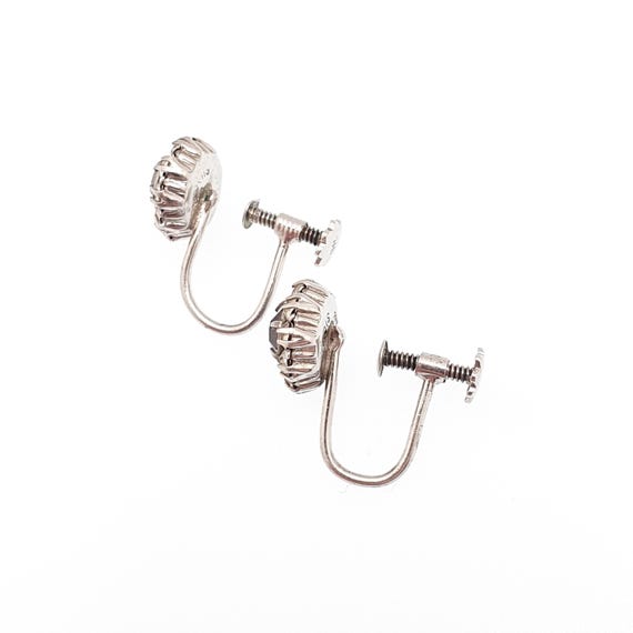 Antique Solid Silver Amethyst Paste Earrings Diam… - image 5