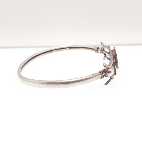 Antique Victorian Solid Silver Heart Bangle Rolle… - image 5