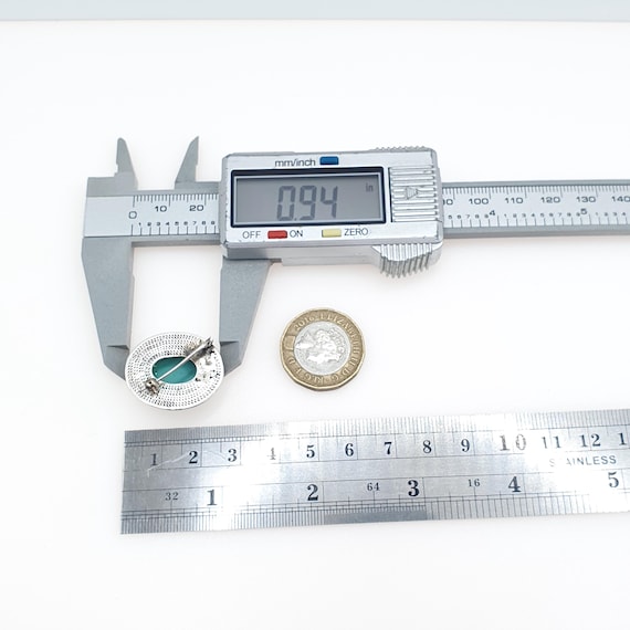 Vintage Solid Silver Turquoise Brooch Chinese Exp… - image 6