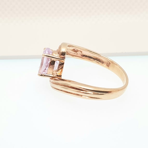 Vintage 9ct 375 Gold Amethyst Ring Crossover Soli… - image 6