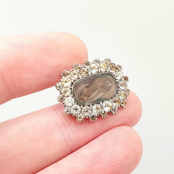 Antique Victorian 9ct Gold Diamond Paste Brooch Solid Silver 9k