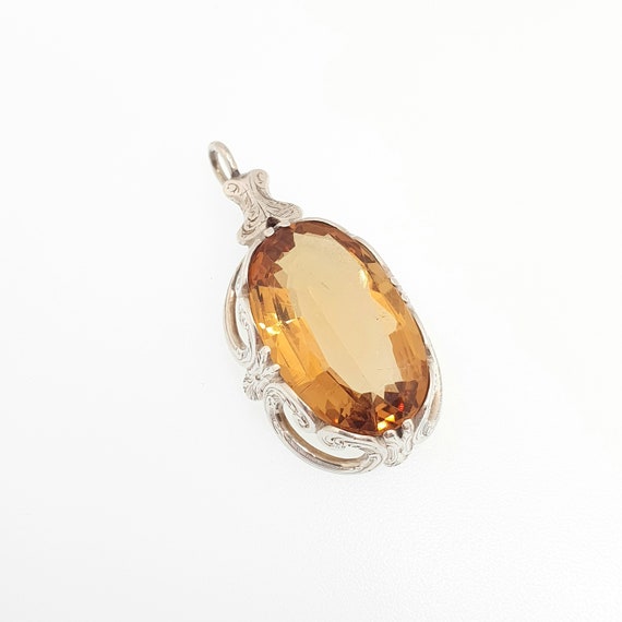 Antique Victorian Citrine Solid Silver Necklace P… - image 2