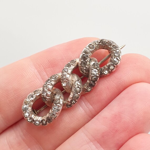 Antique Victorian Solid Silver Diamond Paste Curb… - image 7