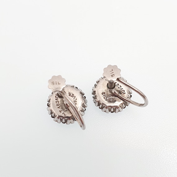 Antique Solid Silver Iris Rainbow Glass Earrings … - image 6