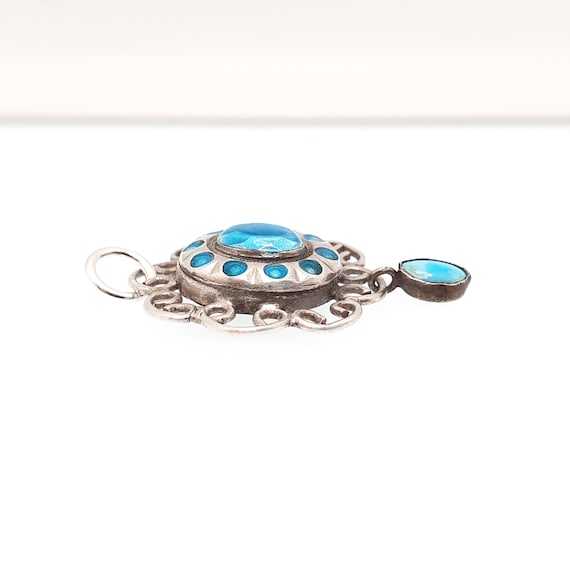 Antique Solid Silver Enamel Pendant Art Nouveau N… - image 5