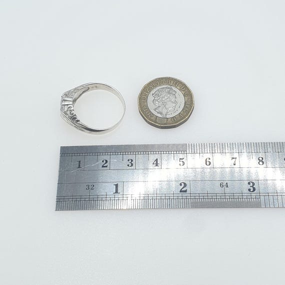 Vintage Solid Silver CZ Gypsy Ring Solitaire Roun… - image 10