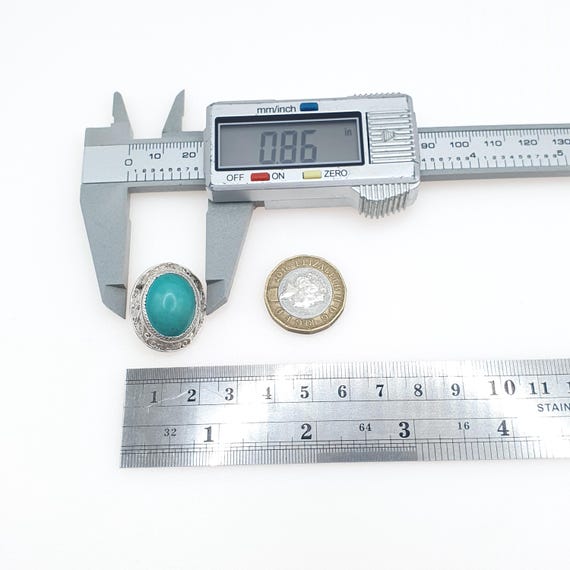 Vintage Solid Silver Turquoise Brooch Chinese Exp… - image 7