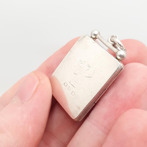 Antique Sterling Silver Locket Rectangular 1900 H… - image 13