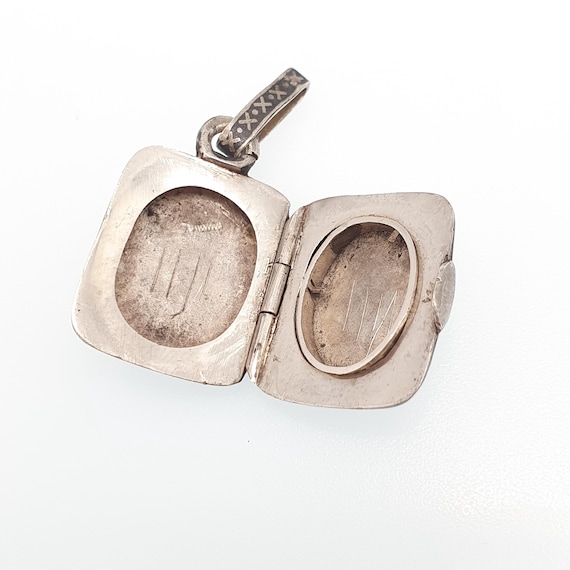 Antique Solid Silver Niello Locket Victorian Rect… - image 4