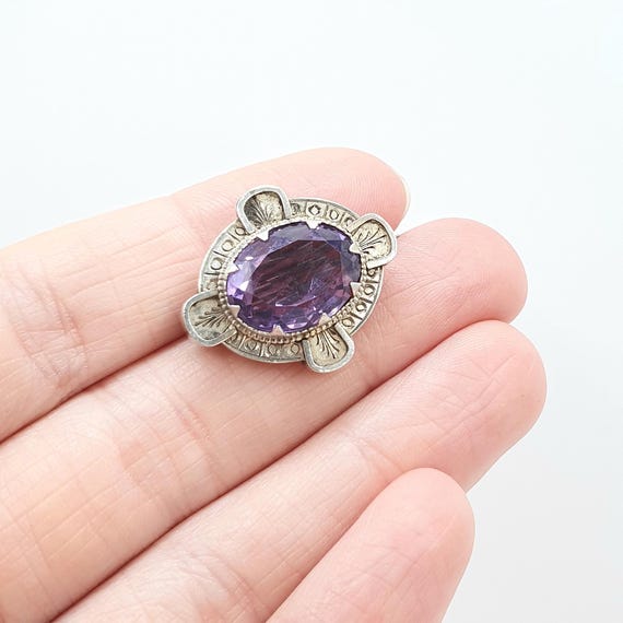 Antique Victorian Solid Silver Natural Amethyst B… - image 3