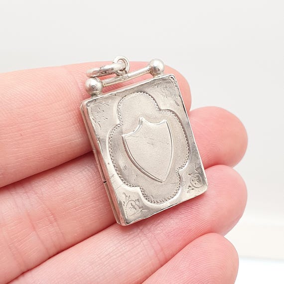 Antique Sterling Silver Locket Rectangular 1900 H… - image 1