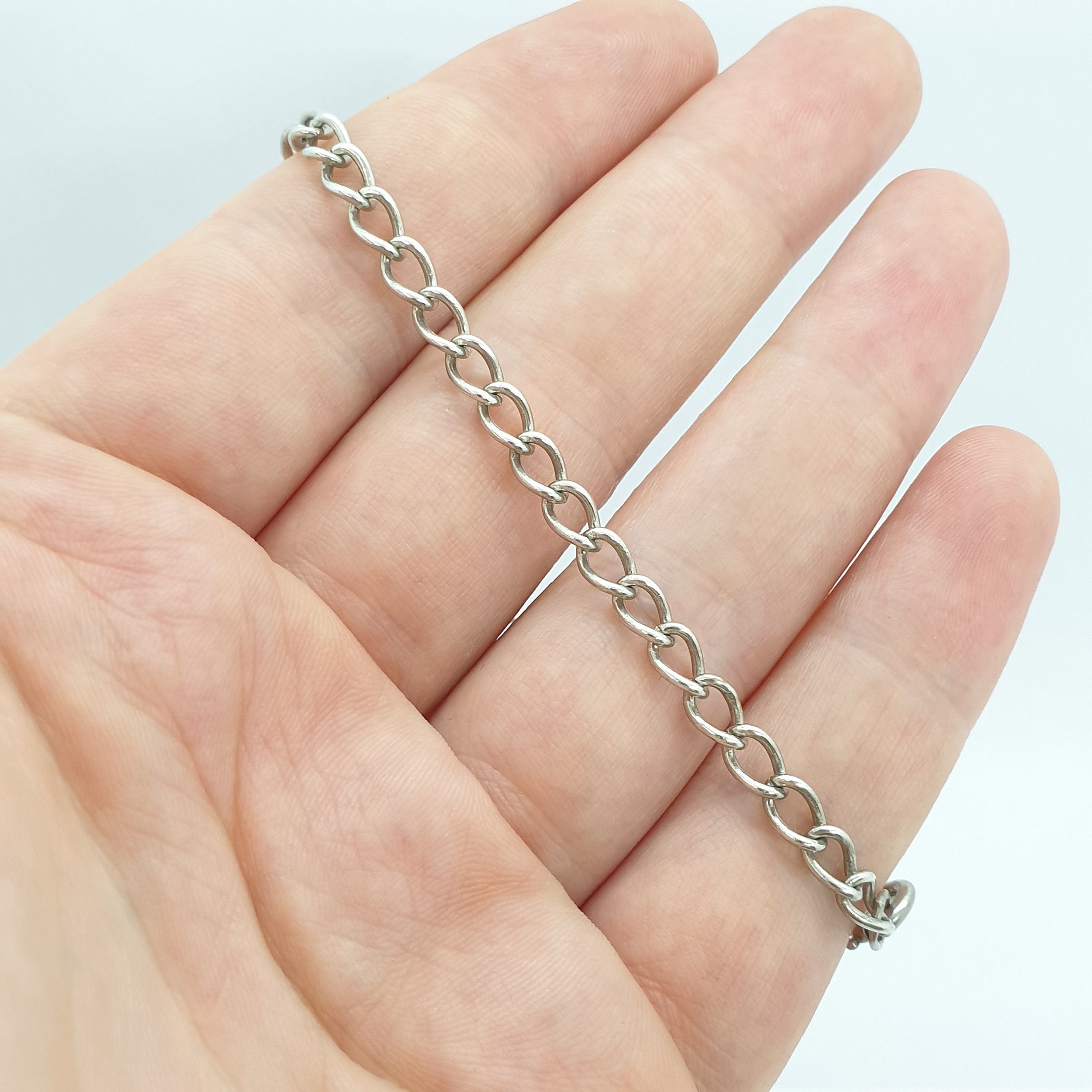 Old Vintage Silver Curb Link Bracelet Sterling 925 Solid