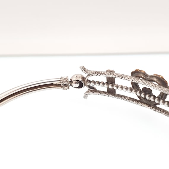 Antique Victorian Solid Silver Heart Bangle Rolle… - image 8