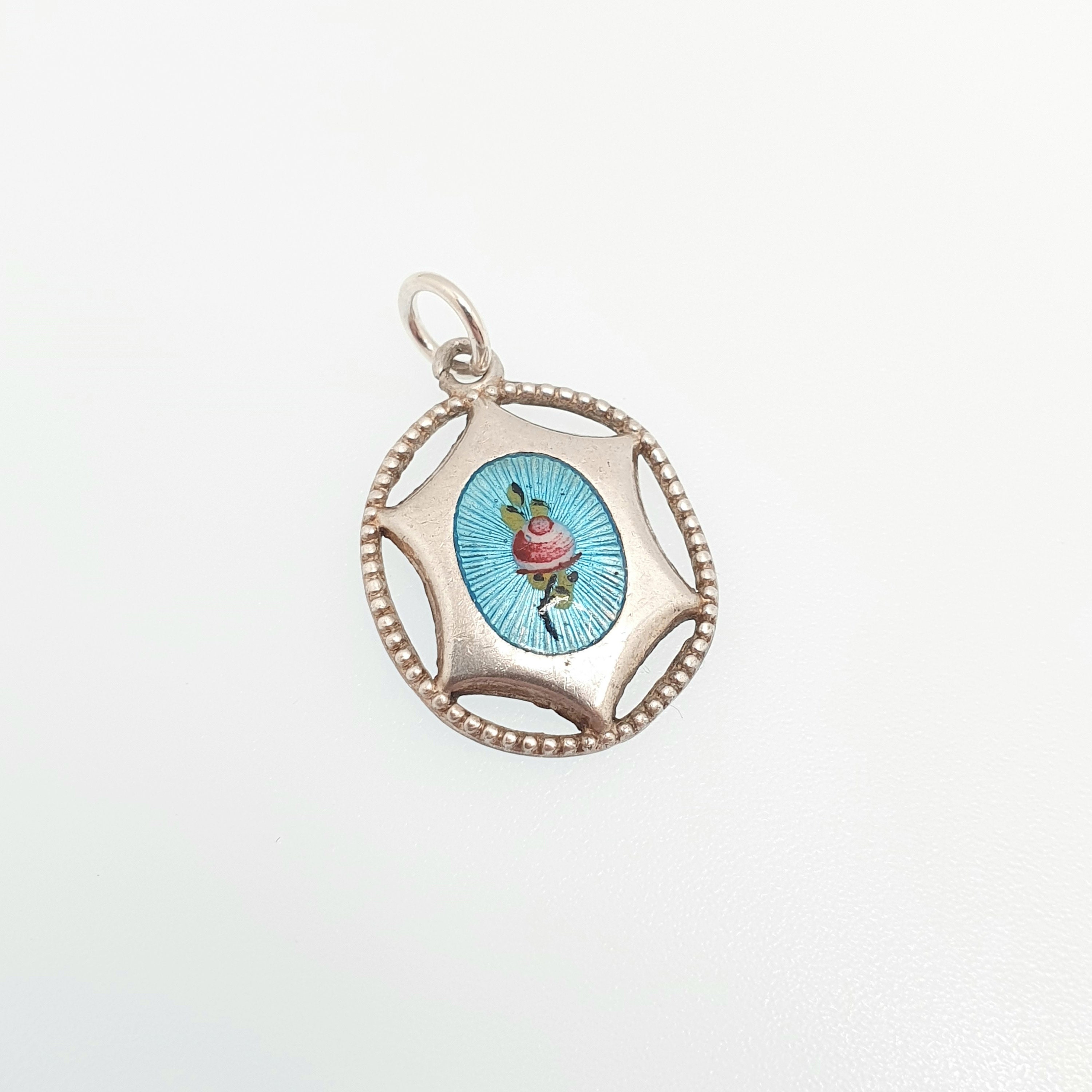 Antique CHARLES HORNER Sterling Silver Enamel Pendant
