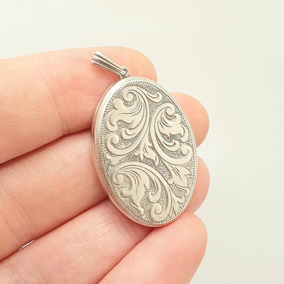 Vintage Sterling Silver GEORG JENSEN Locket Oval Scroll Embossed