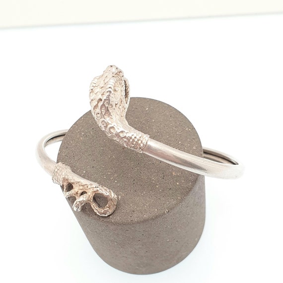 Antique Victorian Solid Silver Snake Bangle Brace… - image 1