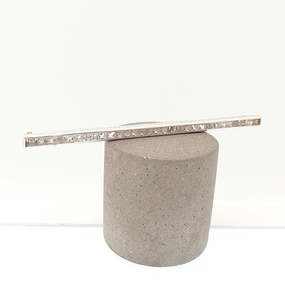 Antique Art Deco Solid Silver Diamond Paste Bar B… - image 2