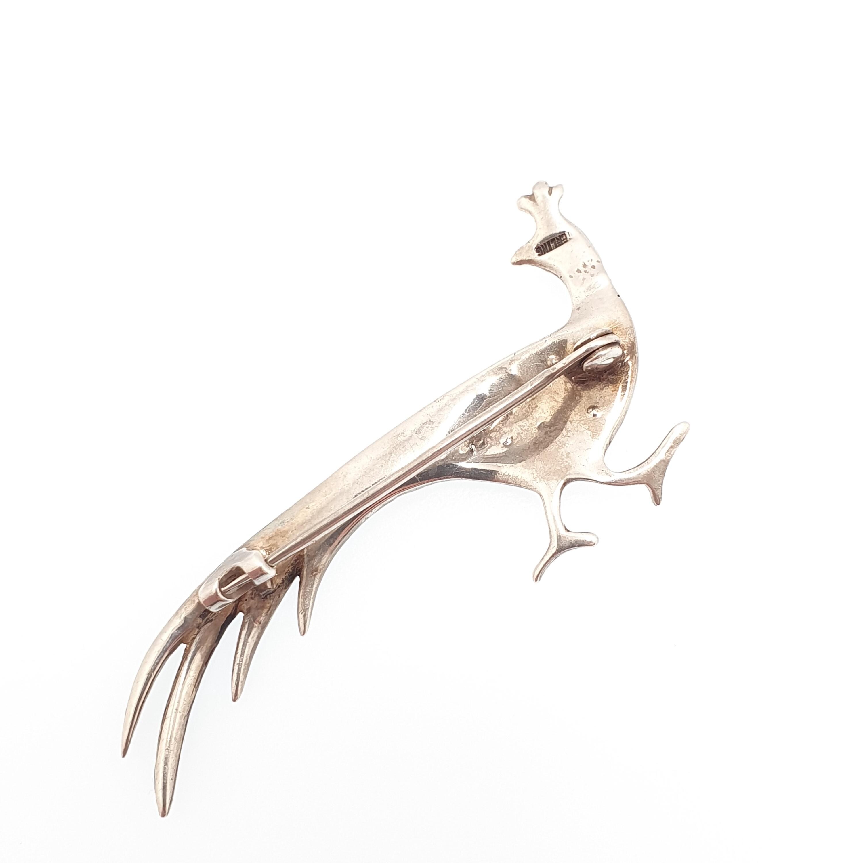 Broche Paon Oiseau Vintage En Métal Doré Avec Pierres Taillées - Bijou Occasion - Grand Modèle
