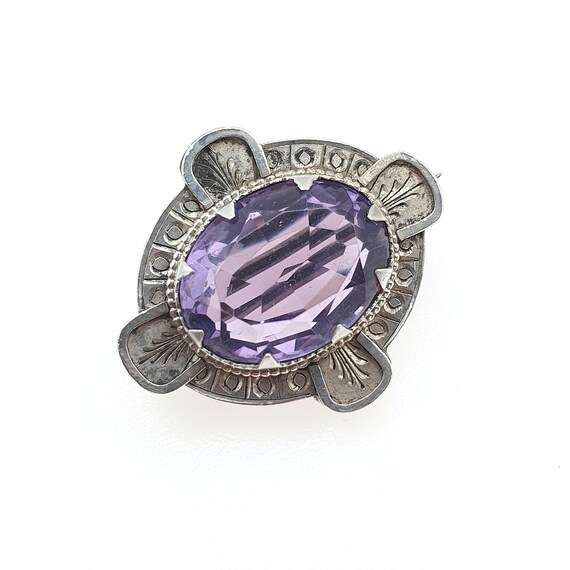 Antique Victorian Solid Silver Natural Amethyst B… - image 2