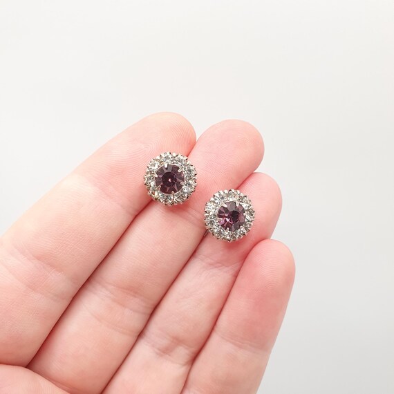 Antique Solid Silver Amethyst Paste Earrings Hook… - image 5