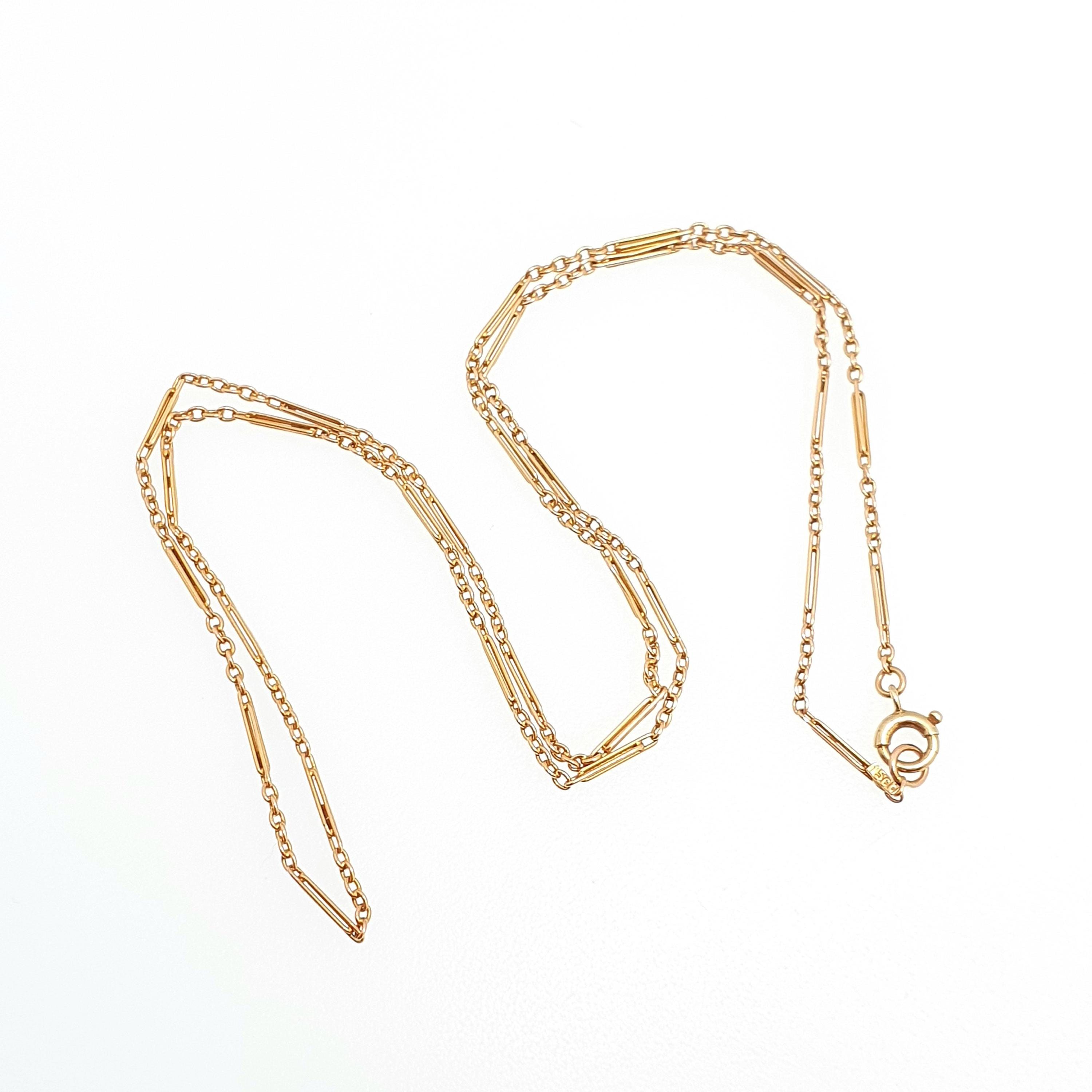 Antique Victorian 15ct Gold Staple Link Chain Necklace Paperclip