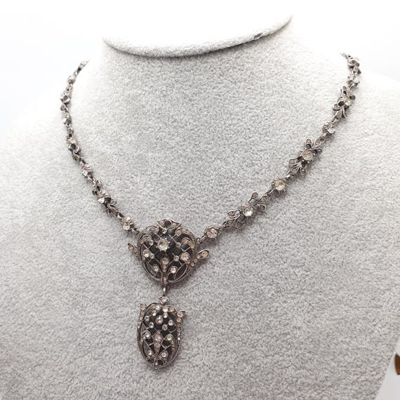 Antique Georgian Solid Silver Paste Necklace Lava… - image 2