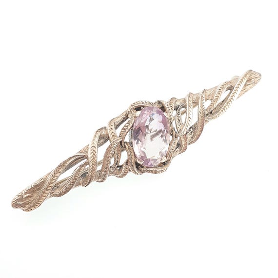 Antique Solid Silver Amethyst Brooch Genuine Real… - image 3