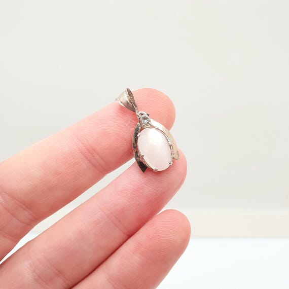 Antique Solid Silver Moonstone Wishbone Necklace … - image 3