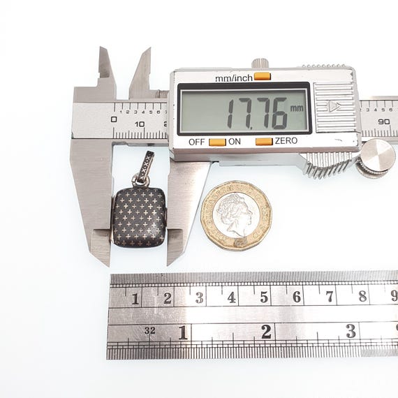 Antique Solid Silver Niello Locket Victorian Rect… - image 9