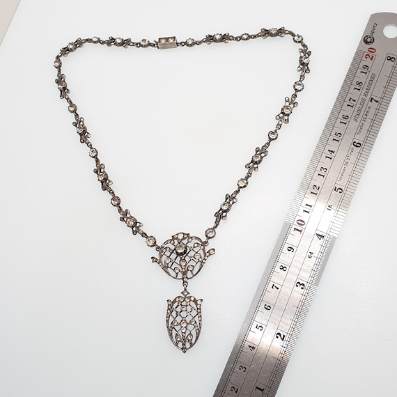 Antique Georgian Solid Silver Paste Necklace Lava… - image 13