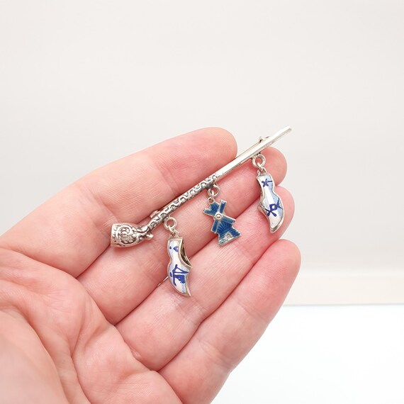 Antique Dutch Solid Silver Pipe Clog Windmill Bro… - image 4