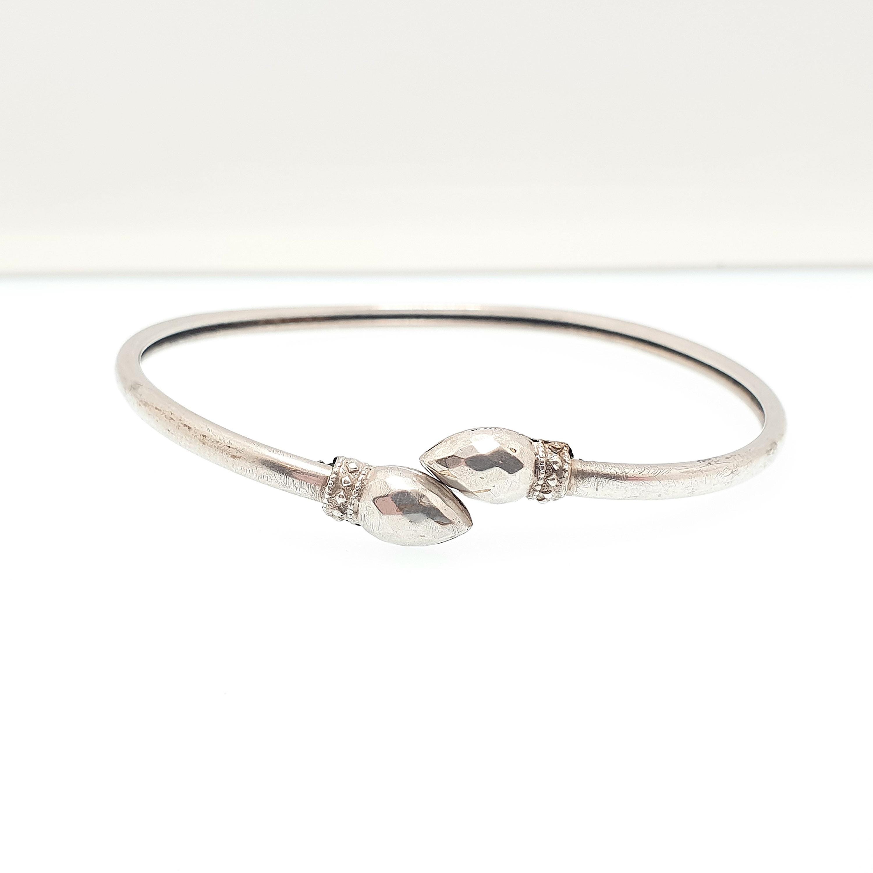 Antique Victorian Solid Silver Bangle Bypass Crossover Bracelet