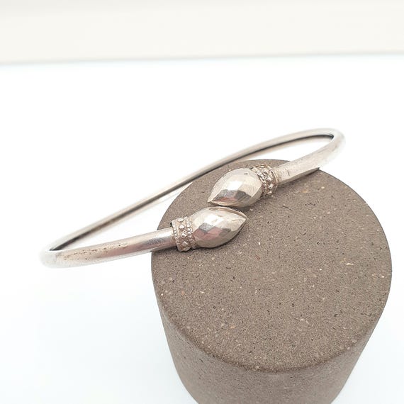 Antique Victorian Solid Silver Bangle Bypass Cros… - image 2