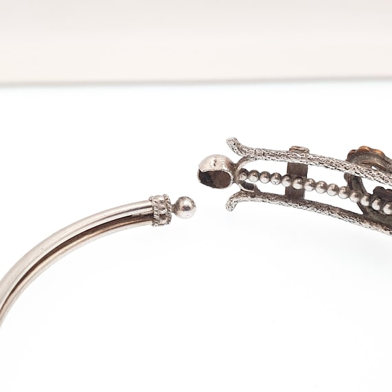 Antique Victorian Solid Silver Heart Bangle Rolle… - image 7