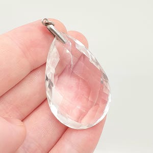 Antique Rock Crystal Quartz Solid Silver Pendant Necklace Art Deco Large Big Faceted 1920s Gemstone Clear Style Womens Jewelry Jewellery