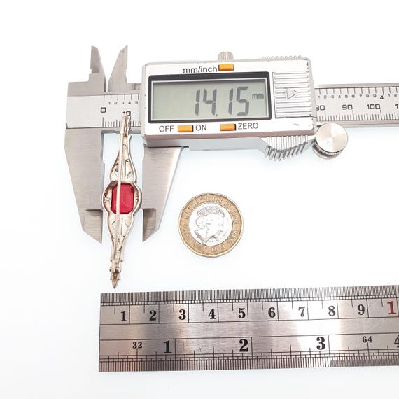 Antique Sterling Silver Ruby Paste Brooch Art Dec… - image 8